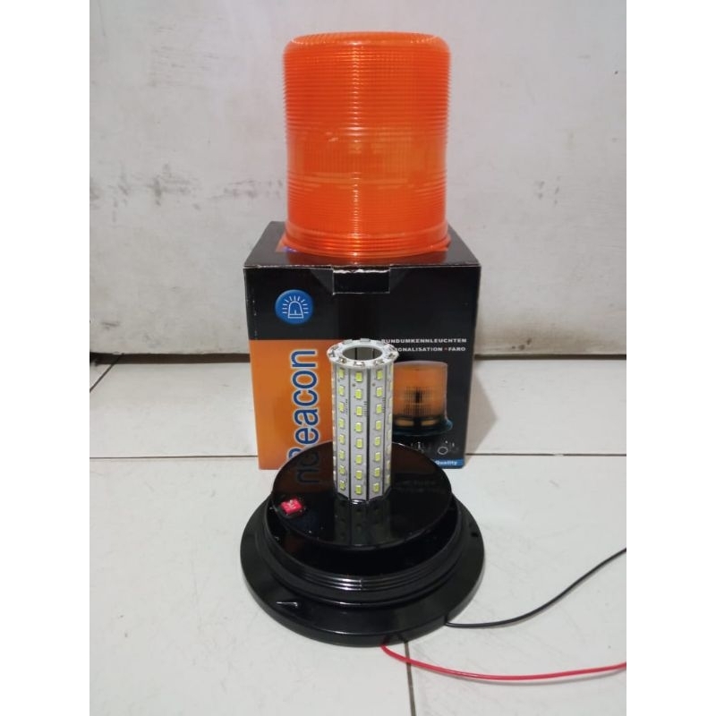 Lampu Rotary Warning Light 12v-48v Amber Plat Besi Universal Alat Berat Truck Mobil Tronton Dll....