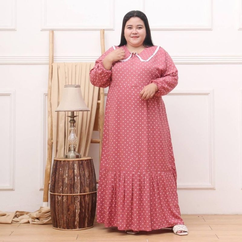 MIDI DRESS JUMBO LD 130 MUAT BB 100 KG BAHAN RAYON PRRMIUM MAXI DRESS MIDI DRESS MUSLIM SUPER JUMBO 