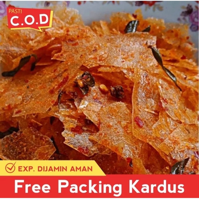 

KERIPIK KACA EXTRA PEDAS DAUN JERUK 250 gram/jajanan murah/