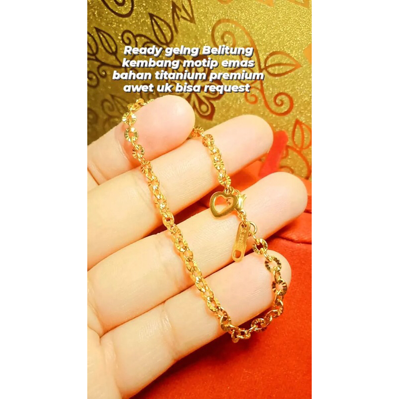 gelang belitung kembang motif emas