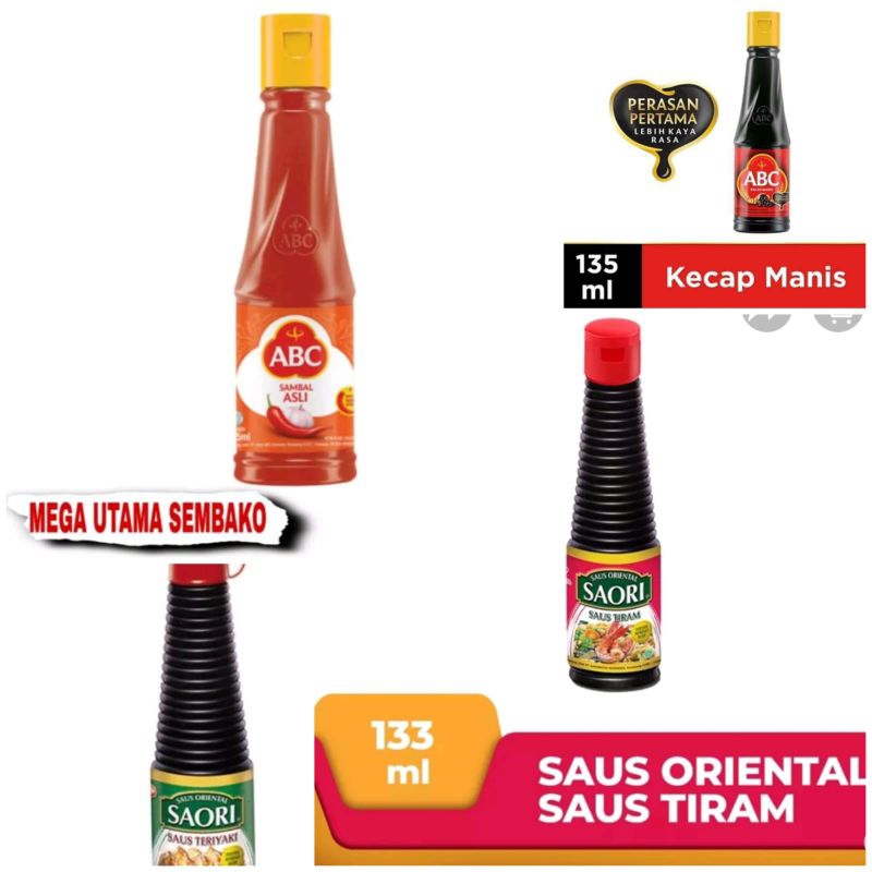 

Saus,kecap,Saori ABC sambal asli botol 135 ml dan kecap abc 135ml