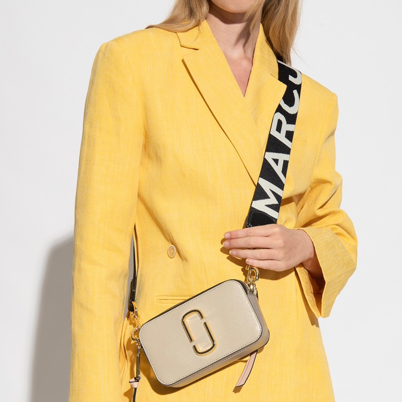 Original Marc Jacobs The Snapshot Camera Bag with Outline Logo Webbing Strap