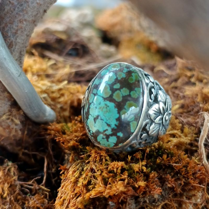 cincin batu akik/permata pirus hubei original hubei/xinjiang multi colour