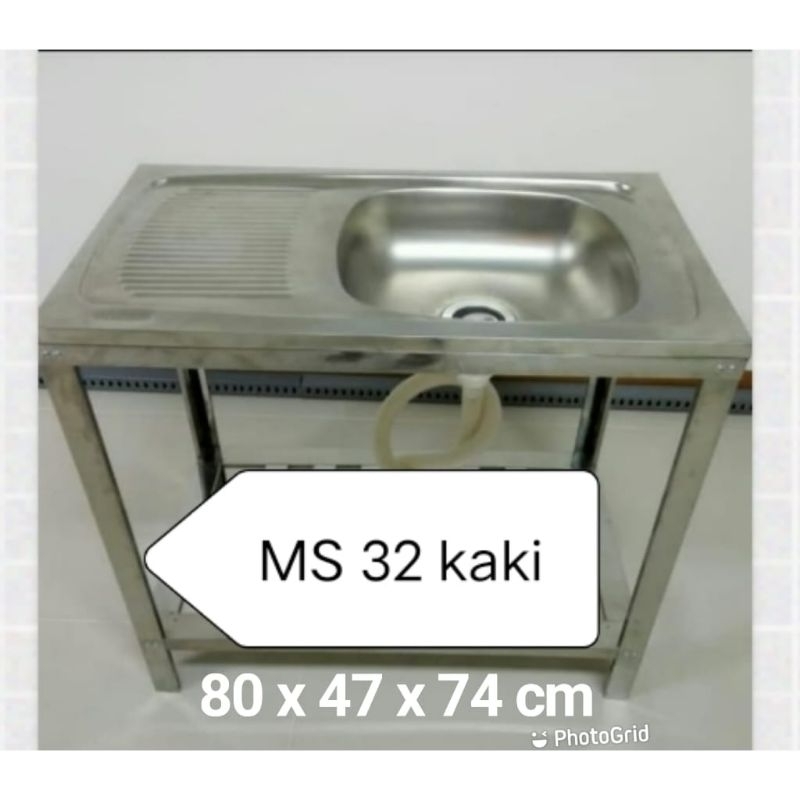 wastafel/sink portable/ bak cuci piring portable/wastafel cuci tangan stainless  ms 32 kaki set mets