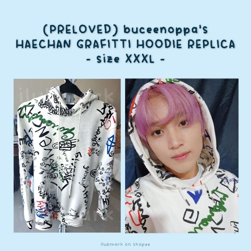 [PRELOVED ALMOST NEW] buceenoppa_id's haechan graffiti hoodie REPLICA (size XXXL/3XL)