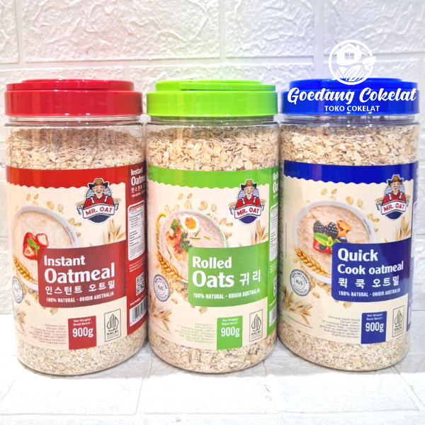 

MR. OAT Mister Oat Instan Quick Cook Rolled Oats Oatmeal Kemasan Jar 900g - 100% Natural Oat Origin Australia