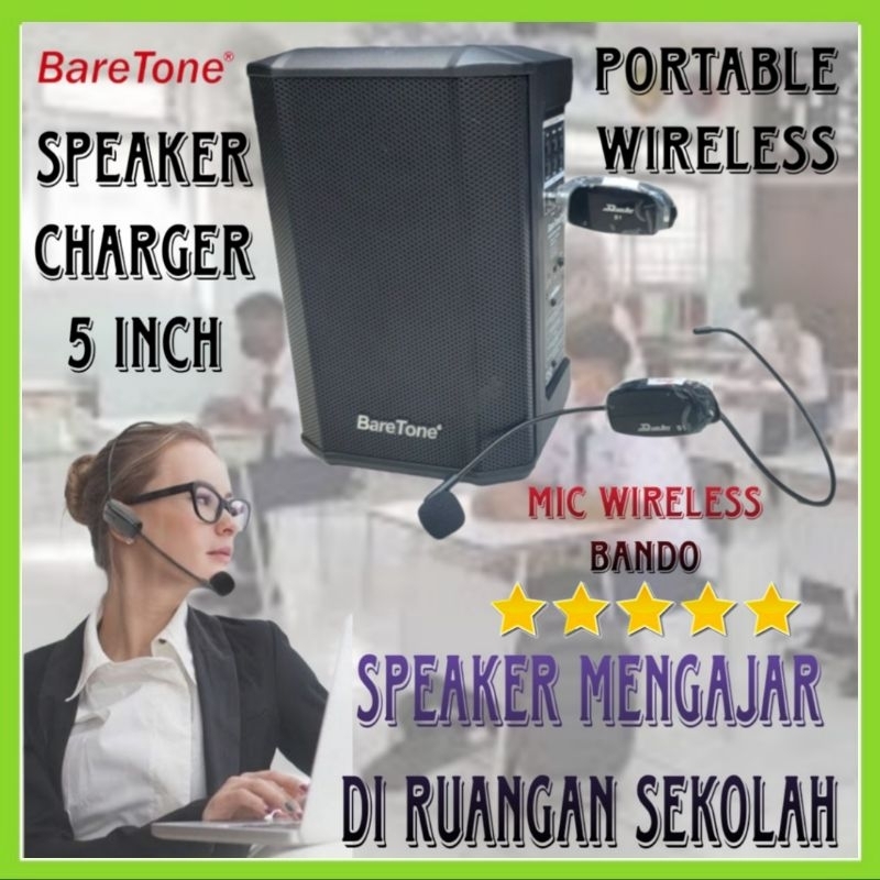PAKET SPEAKER 5 INCH MENGAJAR DI RUANGAN SEKOLAH MIC WIRELESS BANDO..