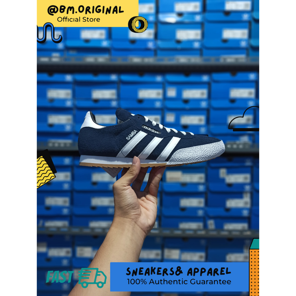 Adidas Samba Super Navy White Suede ORIGINAL 019332
