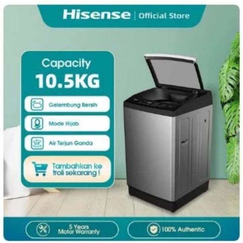 Hisense WTJA1101T Mesin Cuci 1 Tabung Top Loading 10,5 kg