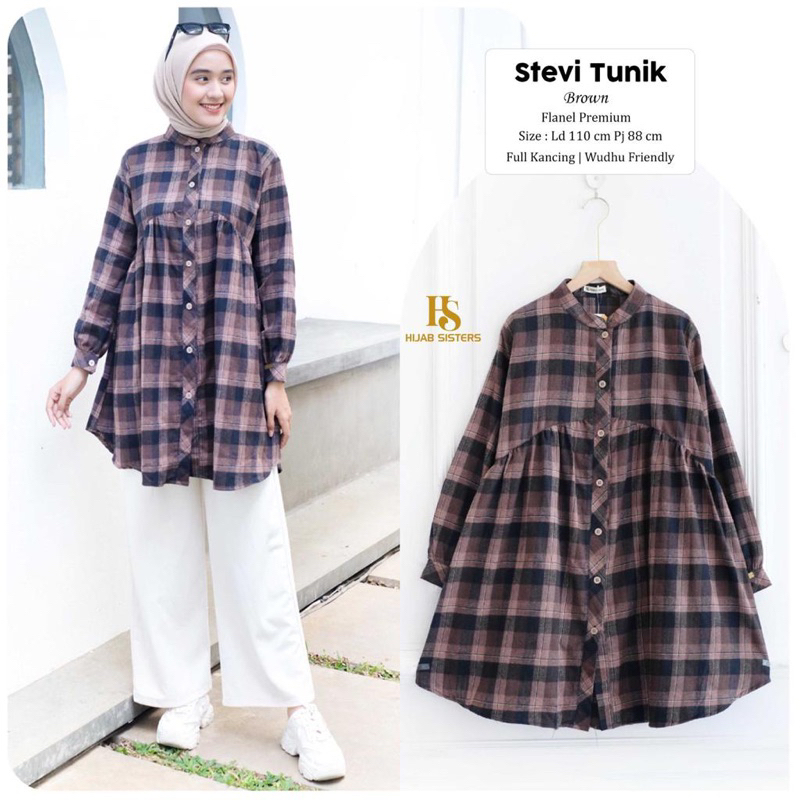 STEVI TUNIK LD110cm bahan FLANEL IMPORT PREMIUM by HIJAB SISTER’S