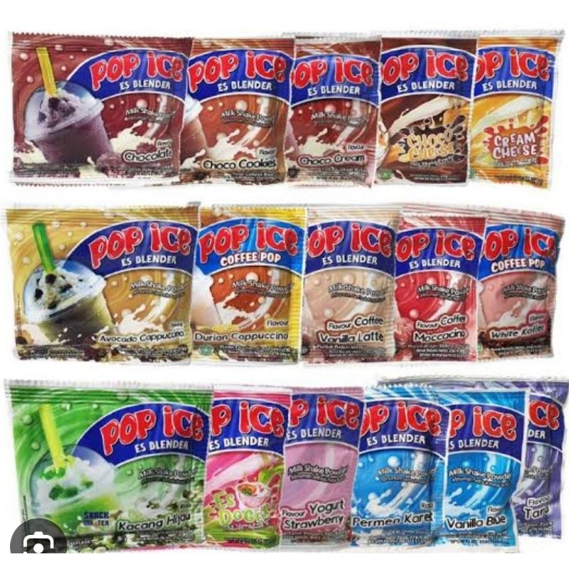 

POP ICE 1 RENCENG 10 SACHET MINUMAN SERBUK INSTAN / COKELAT / STOBERI / LECI