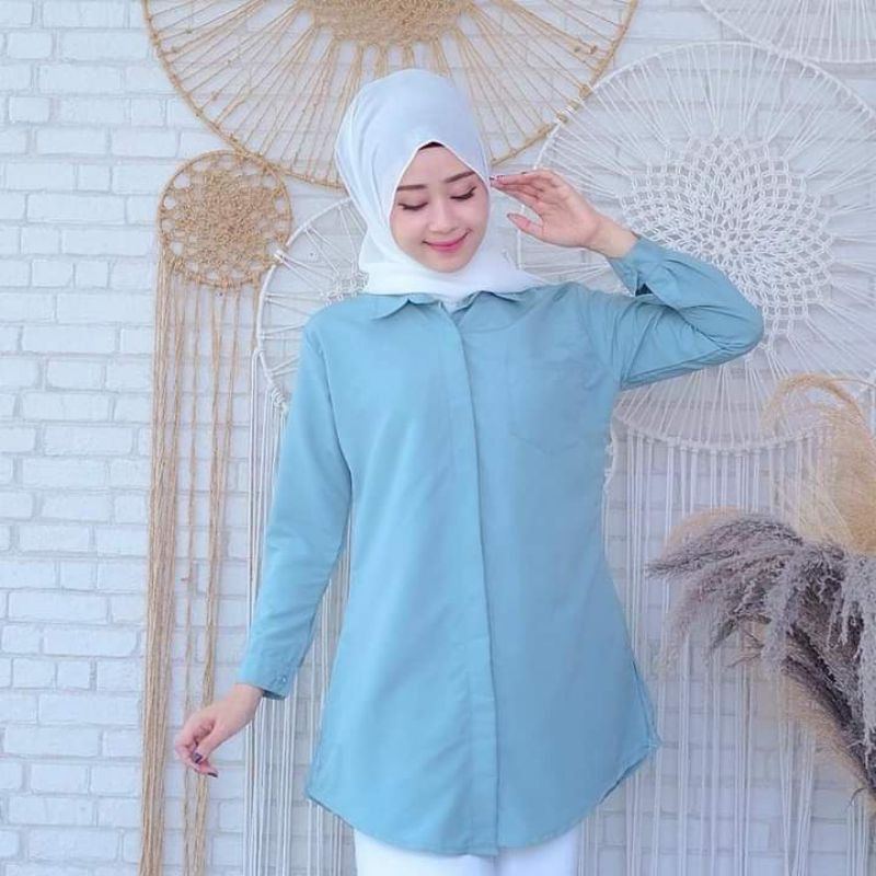 Kemeja wanita lengan panjang Baju atasan Wanita lengan panjang