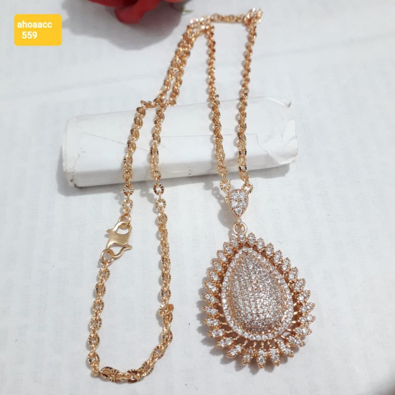 Kalung rantai nori besar liontin durian warna emas dewasa.