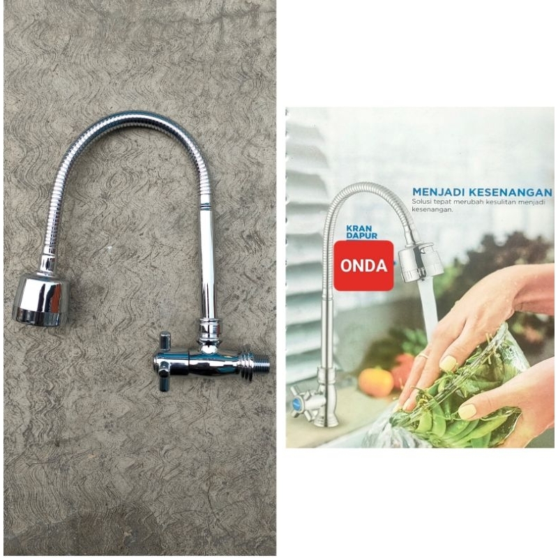 Onda Kran Tembok Angsa Fleksibel Wastafel Bak Cuci Piring