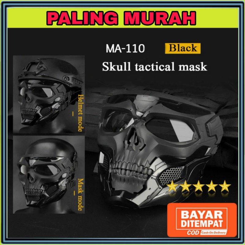 WOSPORT Masker Motor Topeng Full Face Skull - MA-110 - Black