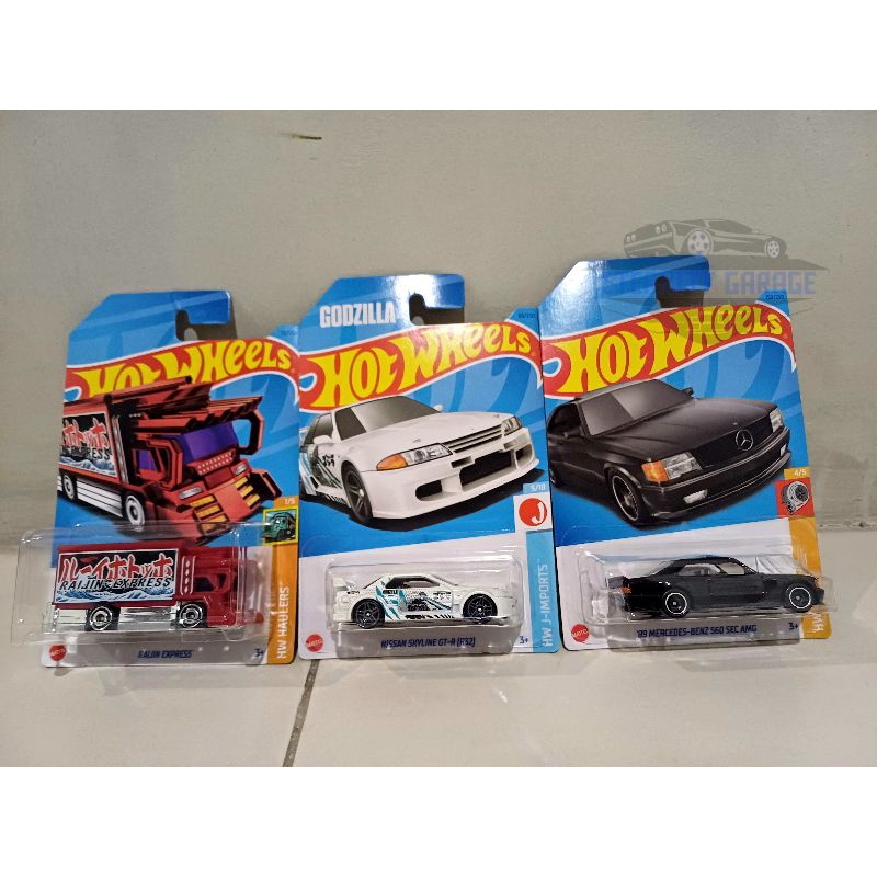 Hot Wheels Paket 3 in 1 (Nissan r32 Godzilla, Raijin Express RTH, Mercedes 560 Sec amg)