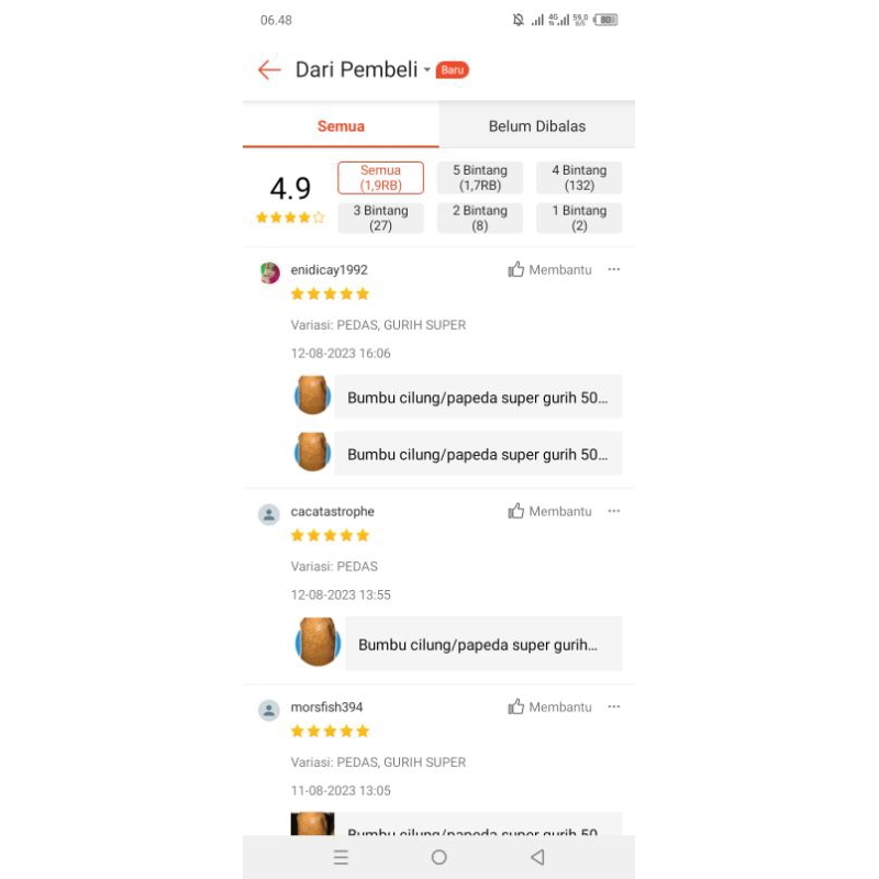 

RK60 Bumbu Cilung/Papeda Super Gurih 1KG Tekstur bumbu kasar dan berasa banget bawang.