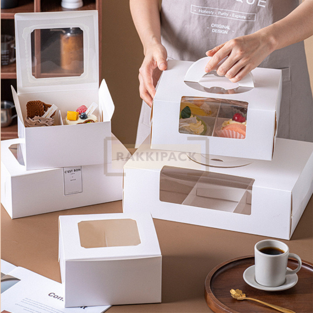 Window box sekat dessert cake mini handle karton