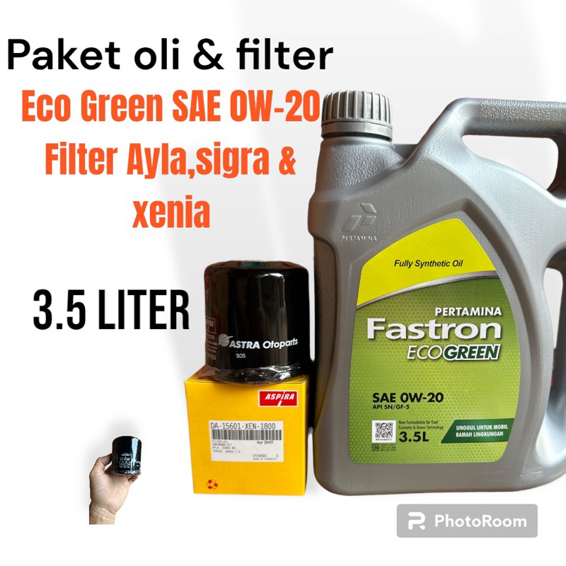 Neo Paket Ganti Oli mesin dan Filter,Fastron Eco Green SAE 0W-20 Filter oli Ayla,Sigra,Sirion dan