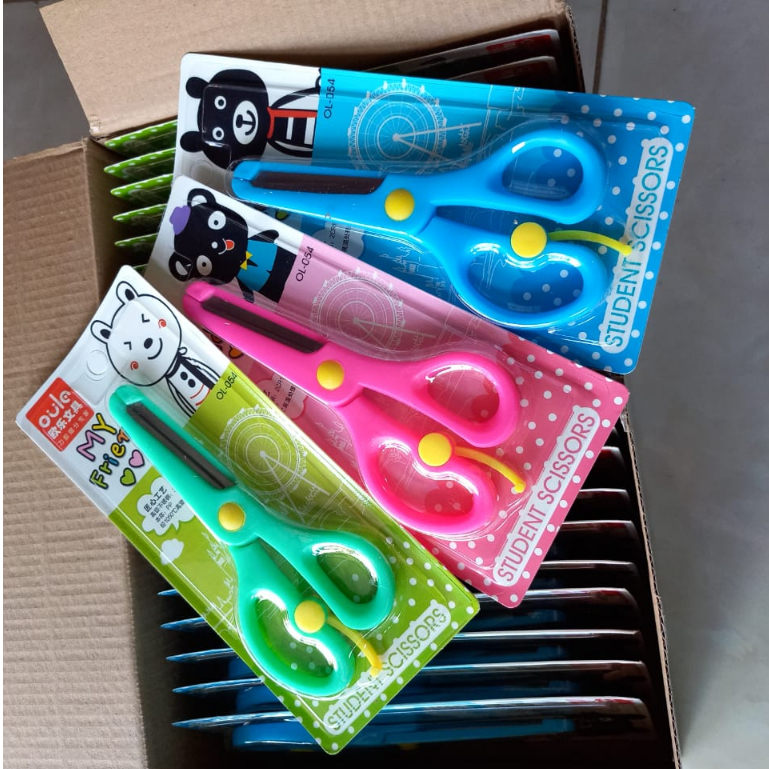 

Gunting anak pegangan plastik dengan pengaman / safety scissors / gunting sekolah plastik aman untuk anak ujung tumpul / mainan edukasi