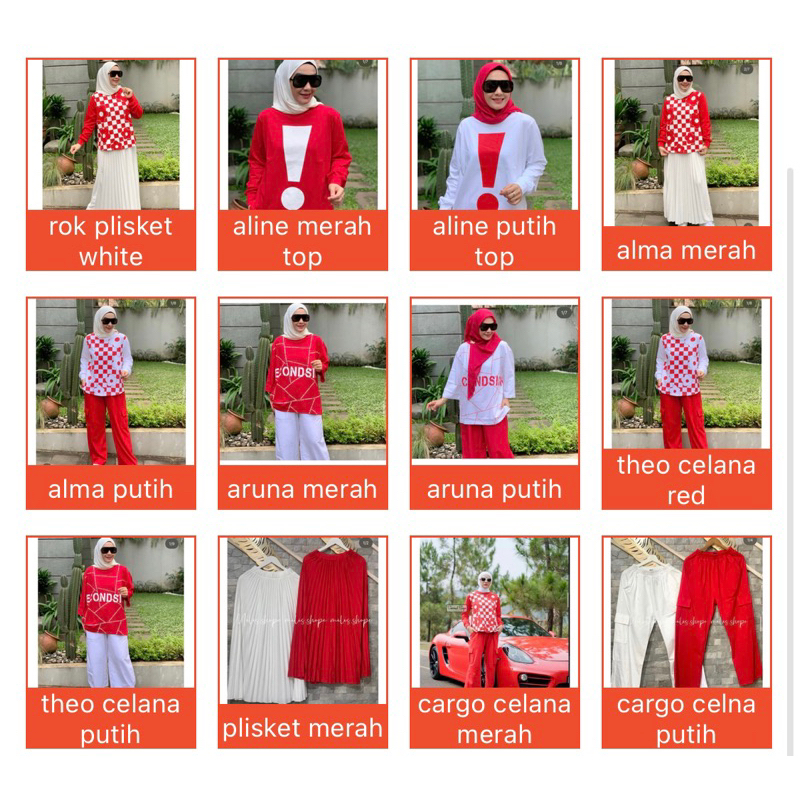 Top dan celana kemerdekaan Second Sign /   "ALINE BASIC TOP" / "ARUNA OVERSIZE / ALMA BASIC TOP  / b