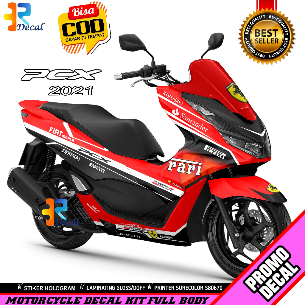 Decal Motor PCX 2021 Desain Ferrari Sticker Decal PCX 160 Full Body