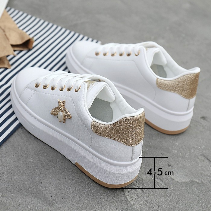 [P[PROMO] Sepatu Sneakers Wanita Putih Lebah Dua Warna untuk Wanita / Sneakers Wanita Viral Terbaru 