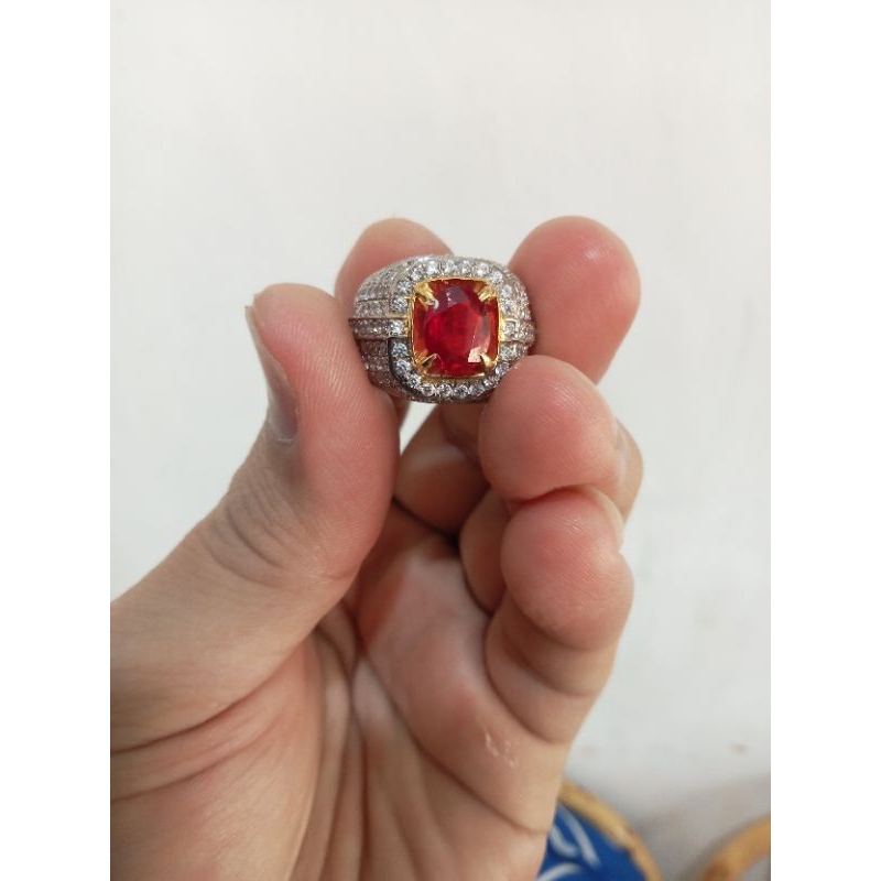 natural Ruby red pigeon blood ring perak microsetting