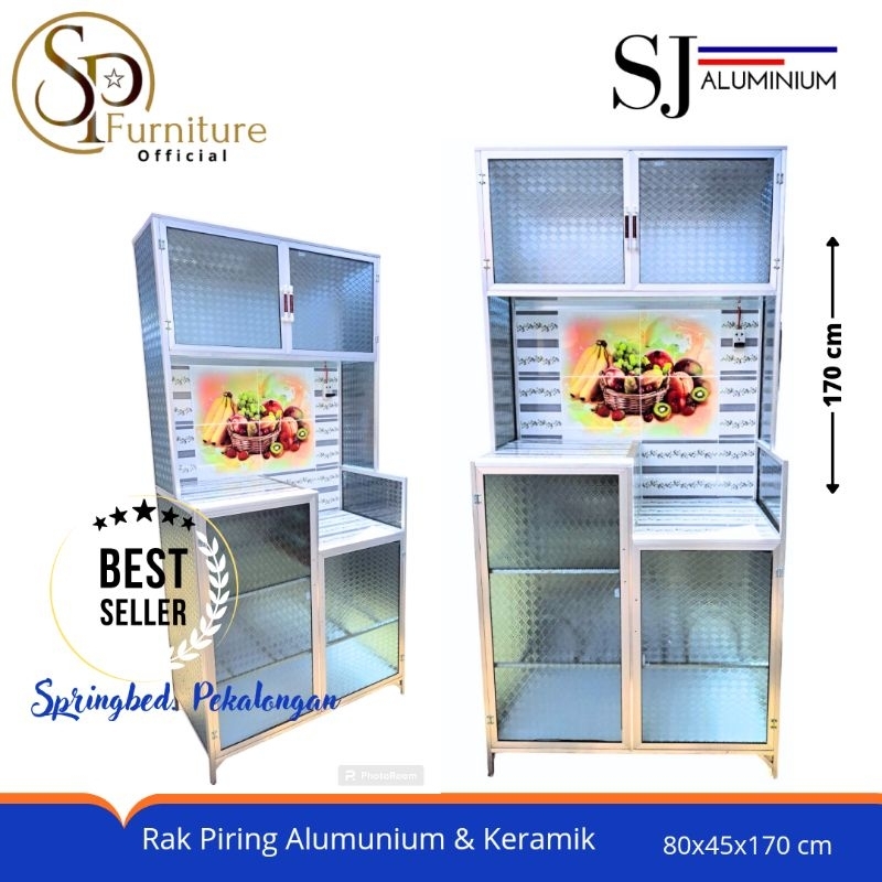 Rak Piring 2 Pintu Stainless Keramik - Lemari Piring Alumunium Murah Cirebon Tegal Pekalongan Brebes