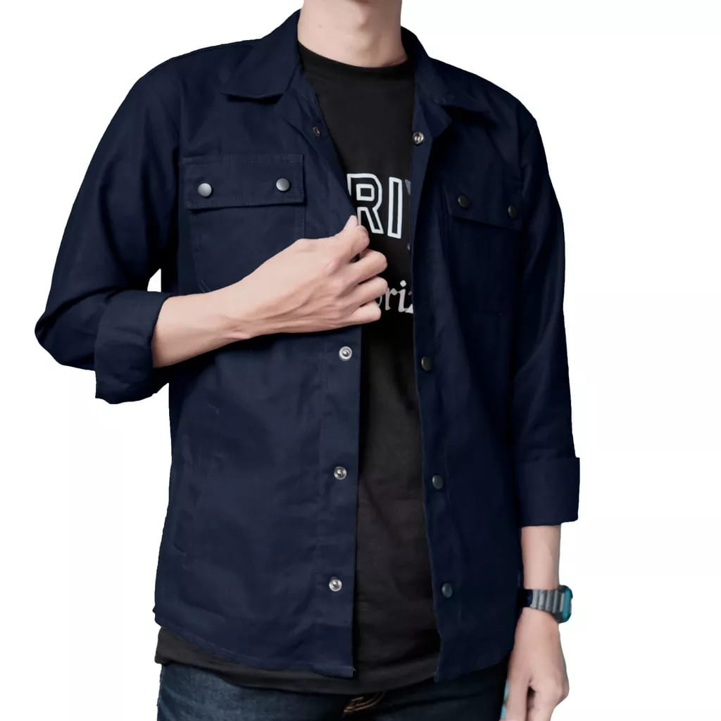 Jaket Semi Parka Kanvas Kancing Hitam Premium - Jaket Pria Wanita- Jacket Kanvas Oversize