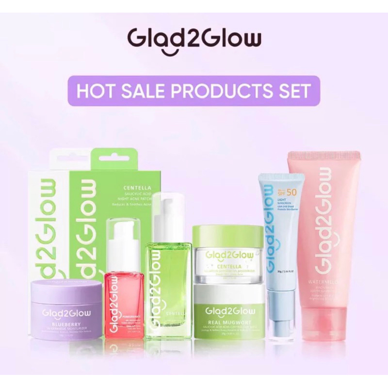 Glad2Glow Centella Moist | Blueberry Moisturizer | Mugwort Claymask Stick | Light Sunscreen Gel UV S