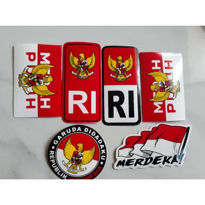 6pcs stiker tempelan RI