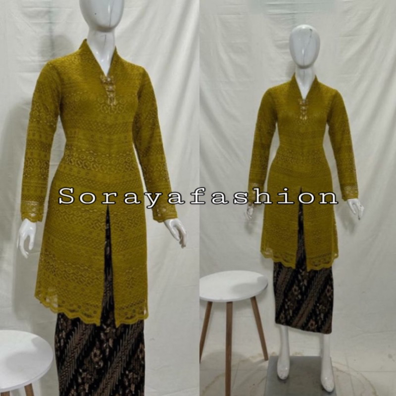 Atasan Kebaya Modern Tunik Kerah V Neck / Tunik Brokat / Atasan Wanita Mewah