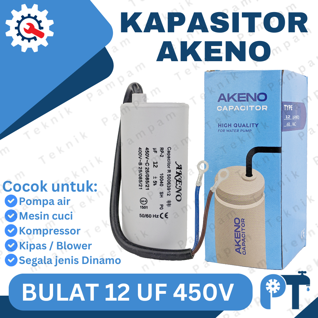KAPASITOR 12UF 450V AKENO BULAT CAPACITOR 12 UF AKENO MIKRO 450 VOLT