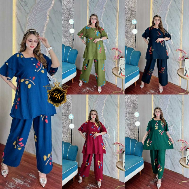Setelan Celana Panjang Jumbo Ld 130 | Setelan Wanita Lengan Pendek | Setelan Lengan Pendek