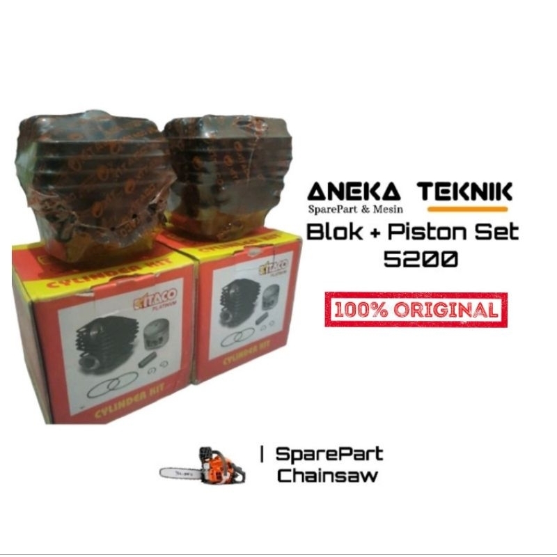 Block Blok piston ring set chainsaw senso sinso mini kitaco asli 5200