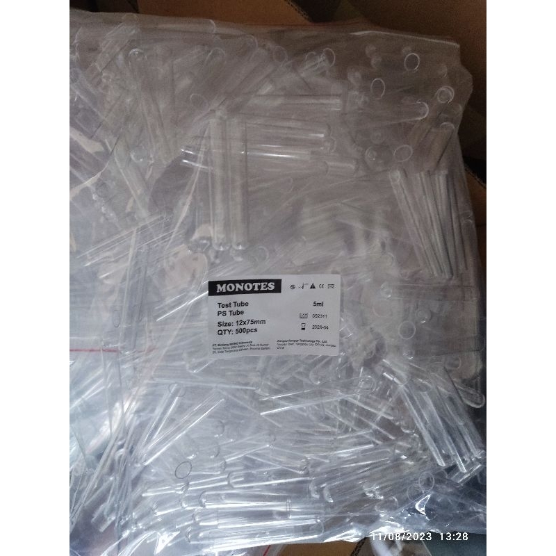 Monotes | test tube | tabung darah | PS test tube 12x75mm | laboratorium | Laboratory | bahan habis 