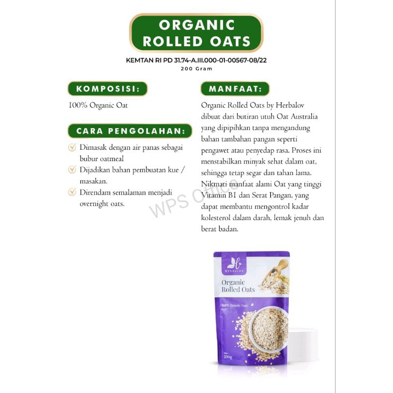 

Organic Roled Oats Herbalove 100% Organic Oats