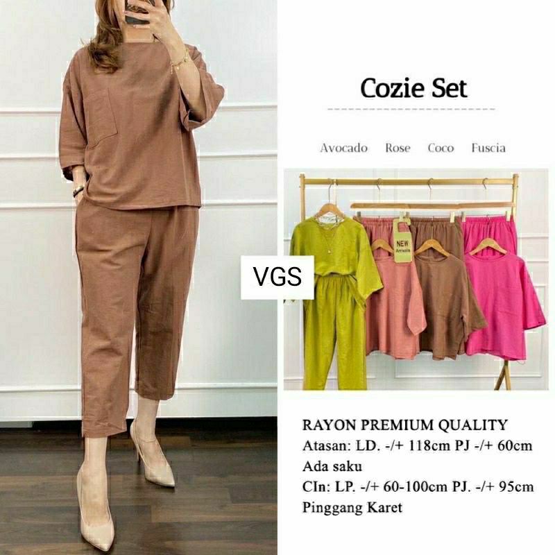 Cozie Set Top Pants Rayon Premium | Setelan Wanita Cozie Kekinian