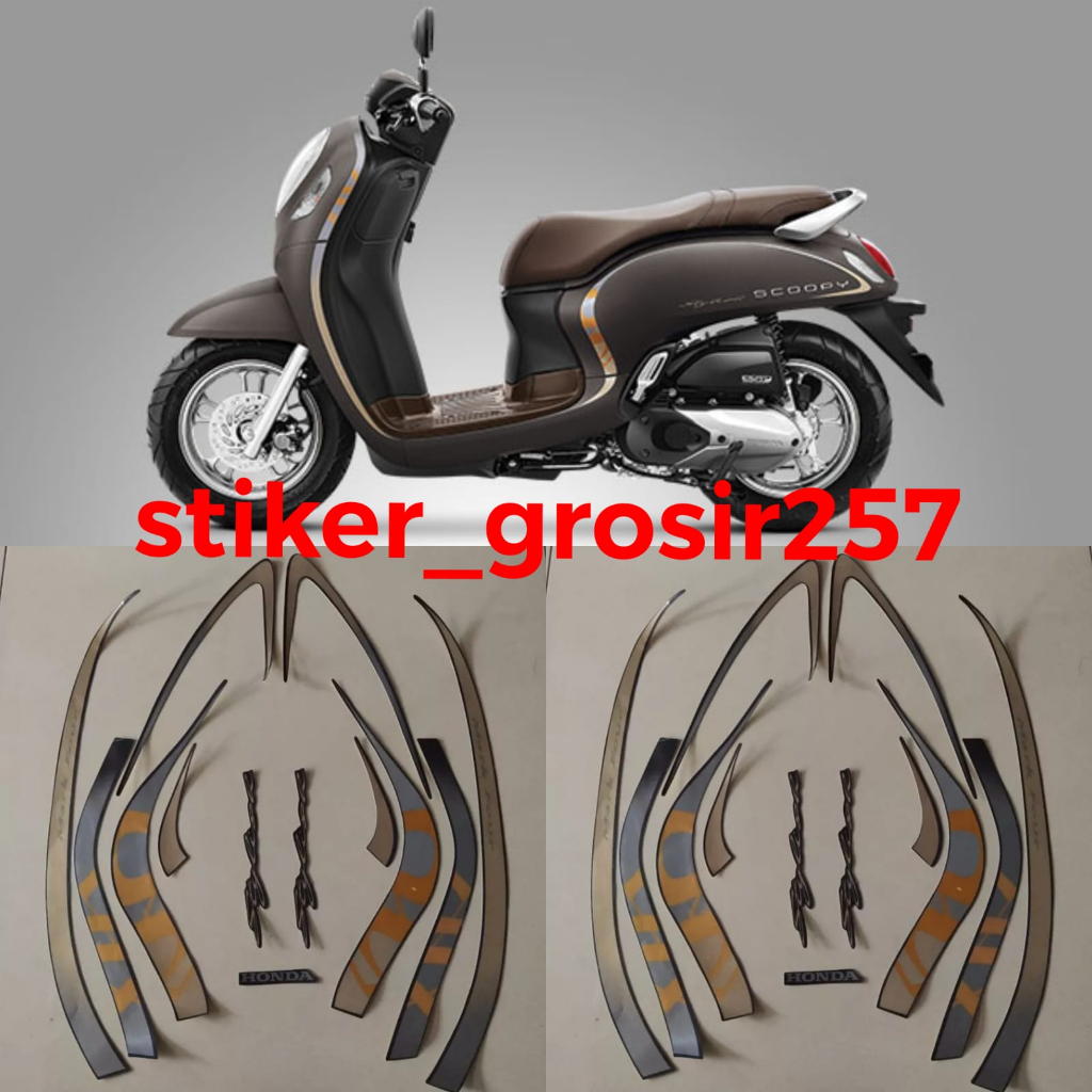 STIKER STRIPING LIS BODY SCOOPY FI NEW STYLISH 2021 ABU MATTE BROWN