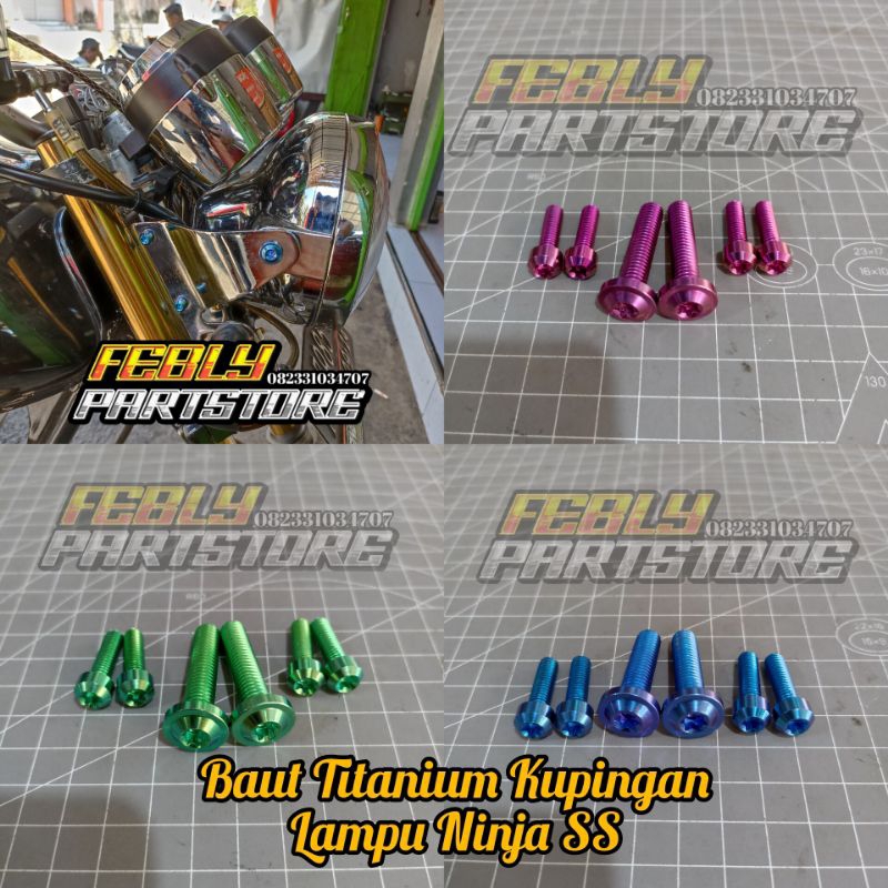 BAUT TITANIUM KUPINGAN LAMPU NINJA SS MEGAPRO TIGER BAUT TITANIUM KUPINGAN NINJA SS MP TIGER BAUT TI