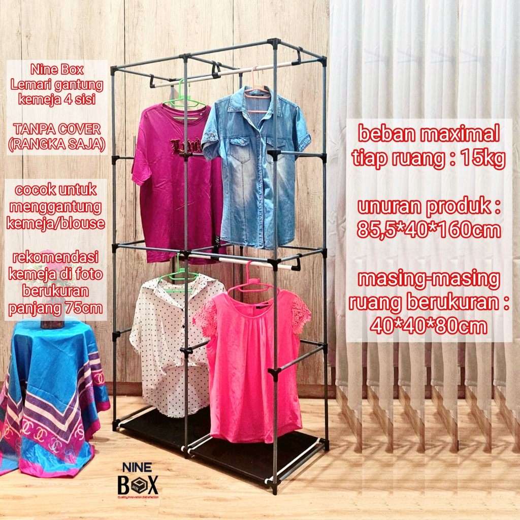 NINE BOX LEMARI BAJU/RAK BAJU/LEMARI PAKAIAN/RAK GANTUNG/LEMARI GANTUNG KEMEJA/LEMARI GANTUNG BAJU
