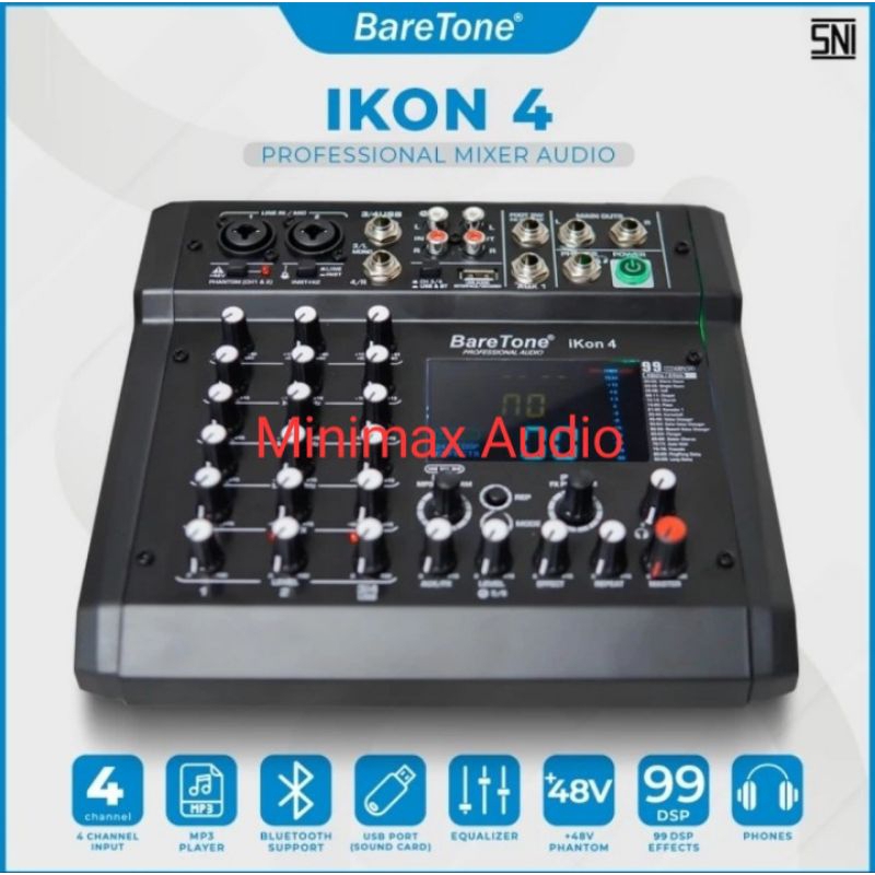 Mixer Audio Baretone Ikon 4 Profesional Mixer 4 Channel