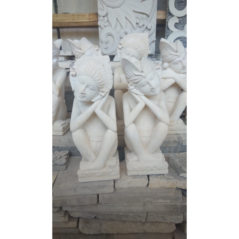 patung batu paras putih bali