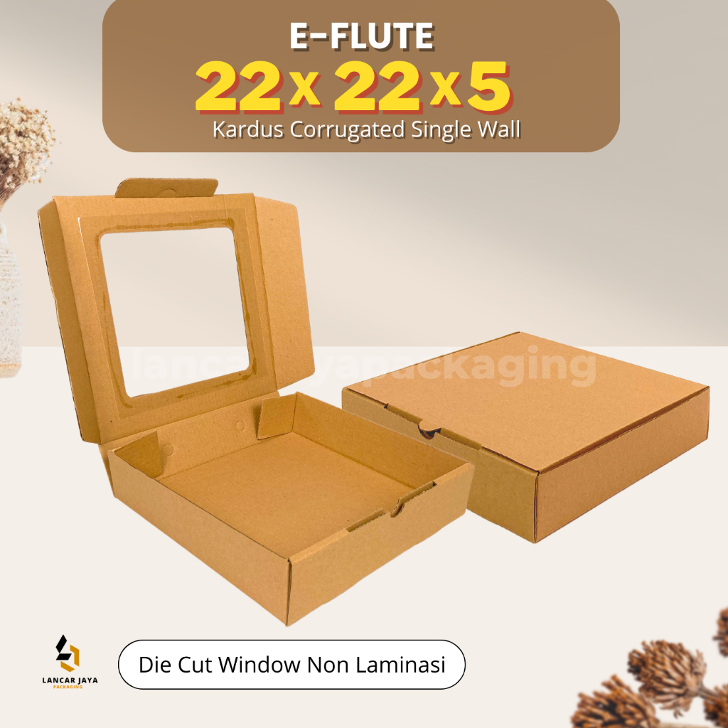 

E-FLUTE Kardus Corrugated Kotak Packaging Olshop Souvenir Hampers 22x22x5 22x22x4.5 cm