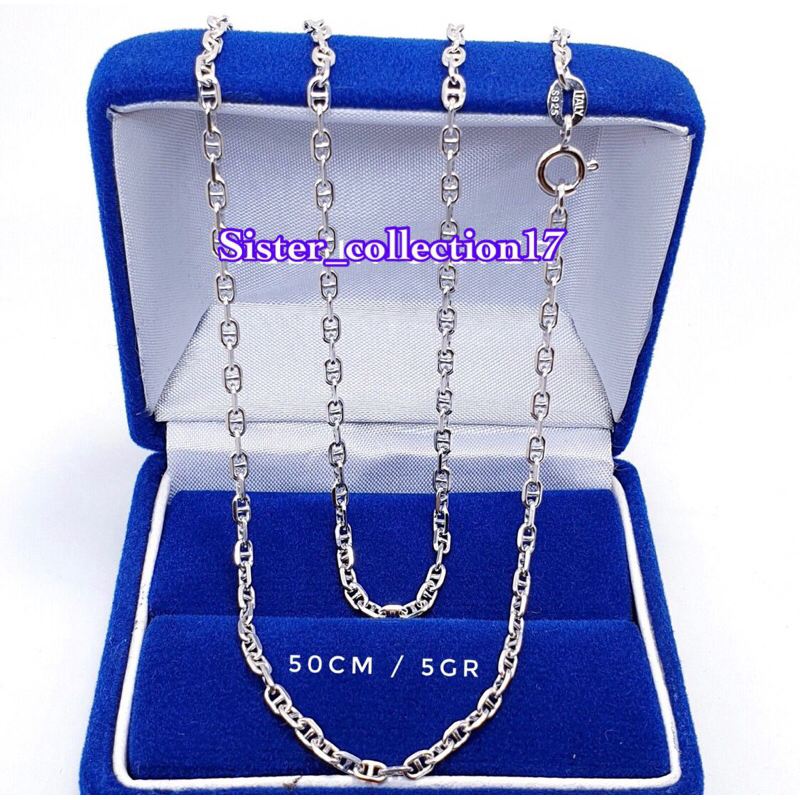 Kalung 50cm kalung rantai kalung pria kalung wanita perak 925 lapis emas putih