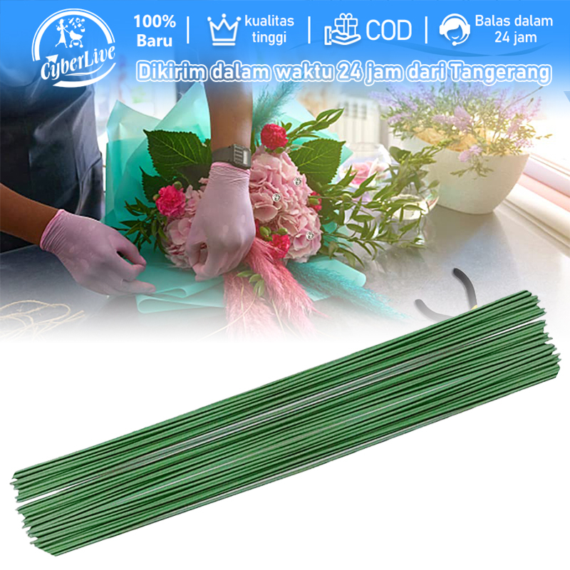 100pcs Kawat Bunga Hijau Kawat Tangkai Bunga Artificial Flower Wire Perlengkapan Florist