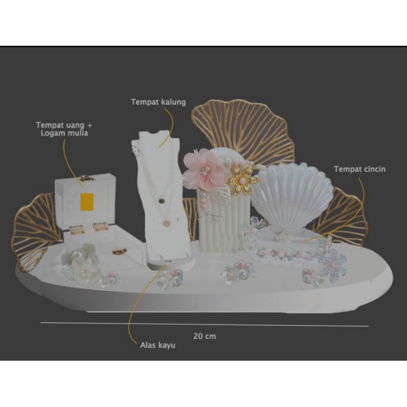 Tempat Cincin Kalung Set Perhiasan Mahar Pernikahan Lamaran Dekorasi Perlengkapan Pernikahan