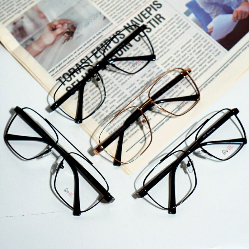 Frame Kacamata Pria Aviator Anti Radiasi Photocromic Model Kotak Korea Cowok Bluecromic