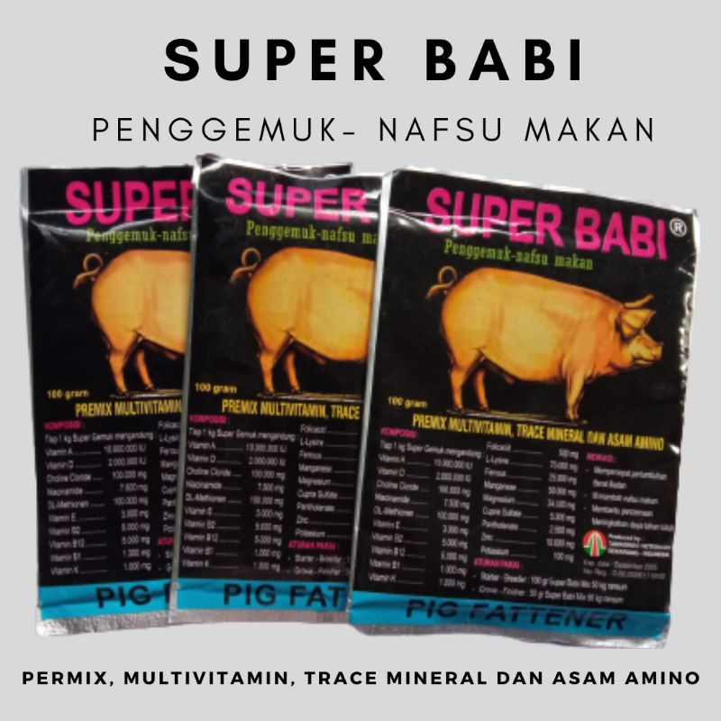 PREMIX SUPER BABI PENGGEMUK TERNAK BABI PENAMBAH NAFSU MAKAN MULTIVITAMIN DAN TRACE MINERAL BABI